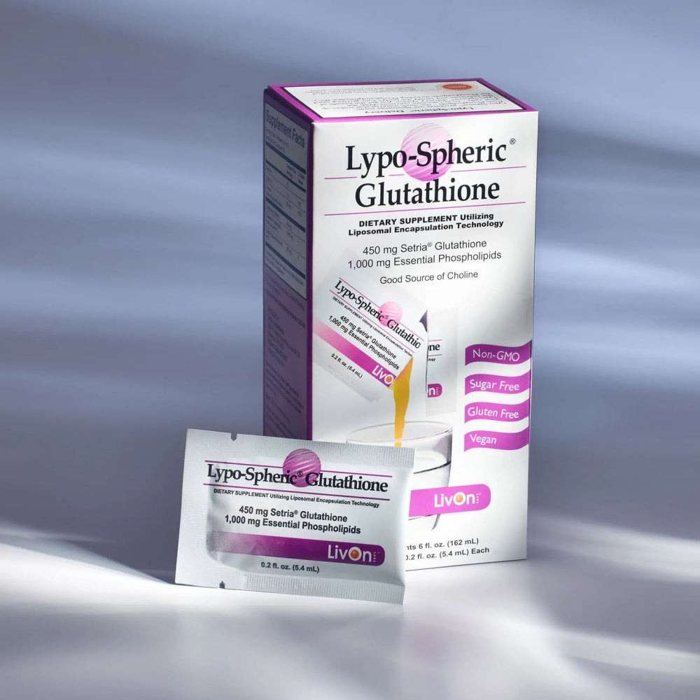 LivOn Laboratories Lypo-Spheric Glutathione - 30 Packets – 450 mg Glutathione Per Packet – Liposome Encapsulated for Maximum Bioavailability – Professionally Formulated – 100% Non-GMO