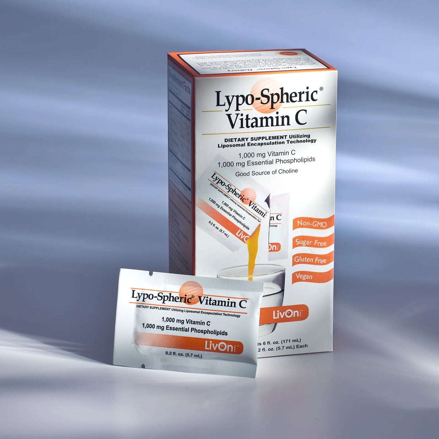 LivOn Laboratories Lypo–Spheric Liposomal Vitamin C 1000mg - No Sugar, Immune Support, Plant Based - Easy to Swallow, Absorbable - Non–GMO, Gluten Free (0.2 fl oz Individual 30 Packets)