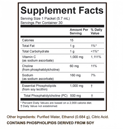 LivOn Laboratories Lypo–Spheric Liposomal Vitamin C 1000mg - No Sugar, Immune Support, Plant Based - Easy to Swallow, Absorbable - Non–GMO, Gluten Free (0.2 fl oz Individual 30 Packets)