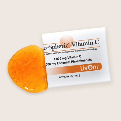 LivOn Laboratories Lypo–Spheric Liposomal Vitamin C 1000mg - No Sugar, Immune Support, Plant Based - Easy to Swallow, Absorbable - Non–GMO, Gluten Free (0.2 fl oz Individual 30 Packets)