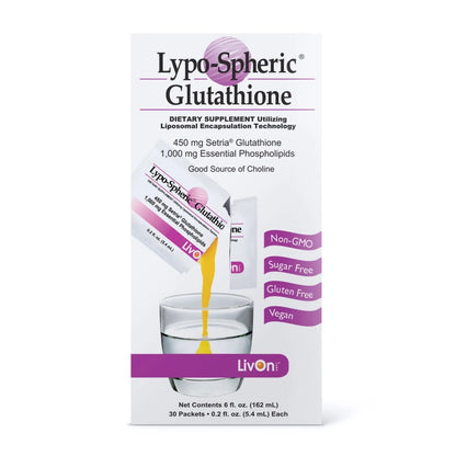 LivOn Laboratories Lypo-Spheric Glutathione - 30 Packets – 450 mg Glutathione Per Packet – Liposome Encapsulated for Maximum Bioavailability – Professionally Formulated – 100% Non-GMO